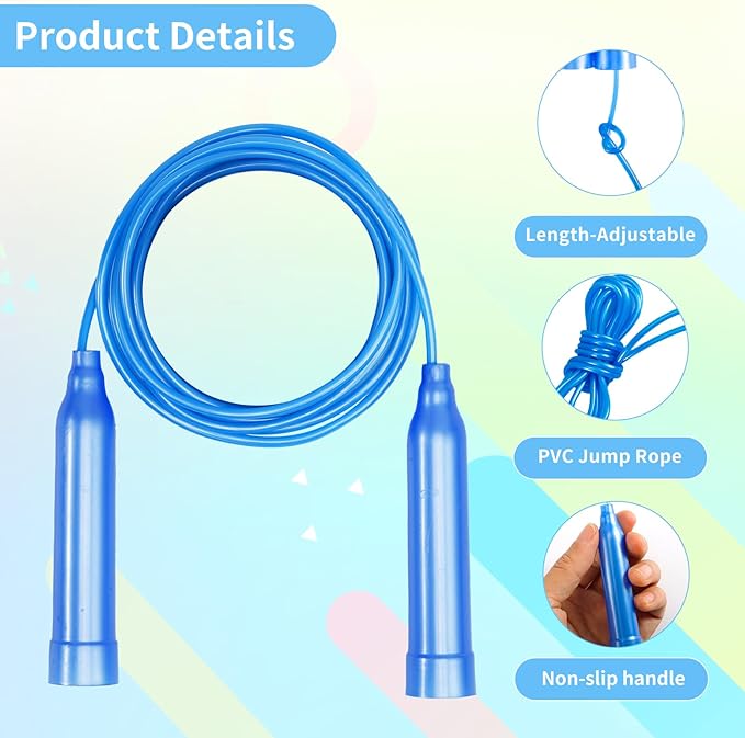 Kids Jump Rope,7.2 ft Colorful Outdoor Jump Ropes,Plastic Jumping Ropes,Adjustable Skipping Rope for Kids Party Favor Birthday Sports Reward Gift