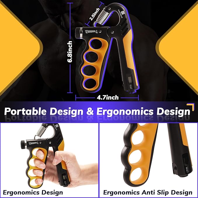 Grip Strength Trainer, Adjustable Resistance 11-220 Ibs Forearm Strengthener,Hand Grip Strengthener With Digital Counter,Improve Wrist Strength,Hand Recovery Exercises