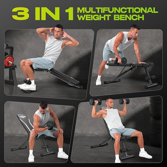 ANCHEER Basic Weight Bench for Home Gym, 660LBS Fast Foldable Workout Bench Press for Home Gym Strength Training, 8 Adjustable Backrests Incline/Flat/Decline Full Body Exercise - New Version