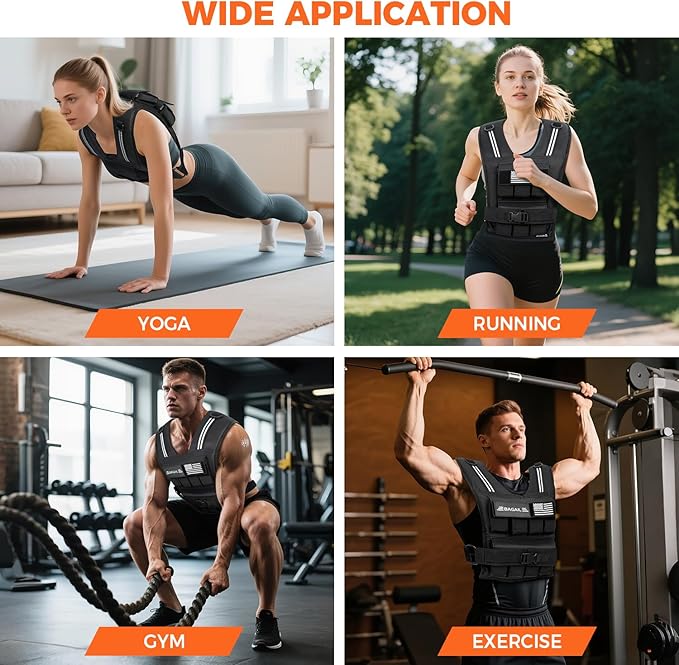 BAGAIL Weighted Vest Men, 20lbs/30lbs/40lbs Adjustable Weighted Vest for Woman with Removable Iron Weights, Women’s Weight Vest for Walking, Rucking, Running, Strength training