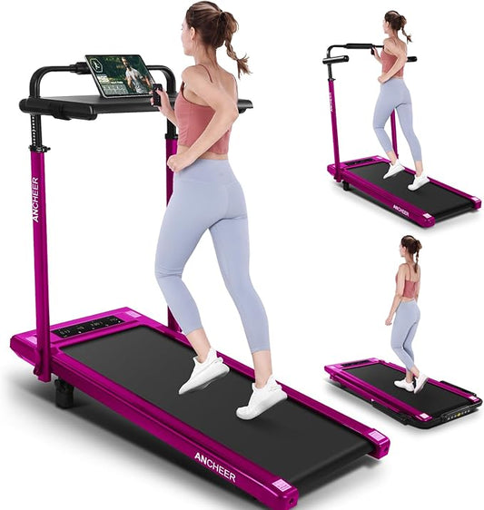 ANCHEER Walking Pad Treadmill with 12% Incline&Adjustable Height, 4 in 1 Under Desk Treadmills with Desk Workstation, Foldable Treadmill for Home 300lb,3 Type Control