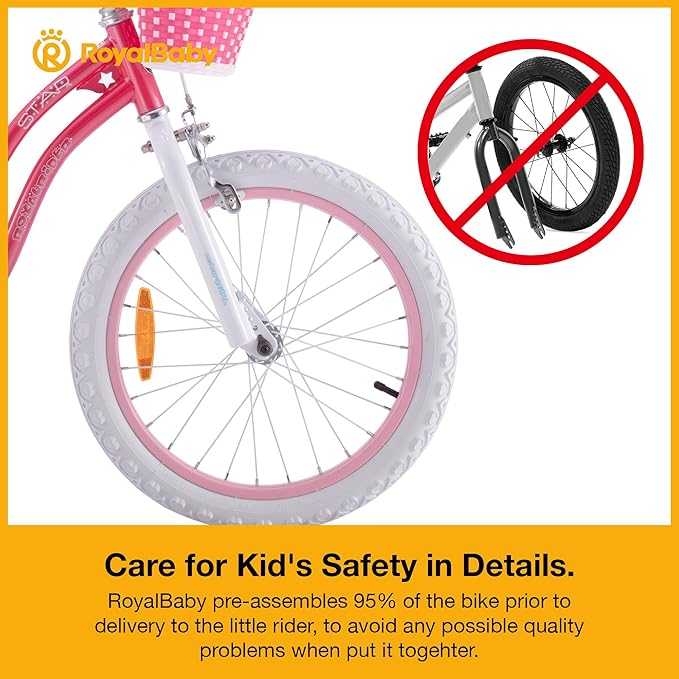 RoyalBaby Girls Bike EZ Bike Stargirl Training Free Balance to Pedal Easy Learning Bicycle, 12-20 Inch for Toddlers & Big Kids.