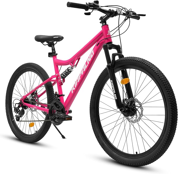 26 Inch Mountain Bike Dual Suspension for Mens Boys, 21 Speeds Steel Women Girls Mountain Bike Summer Travel Trip, Disc Brakes Adult Teens Sport Men Women Bicycle for Trail Commuter City Road