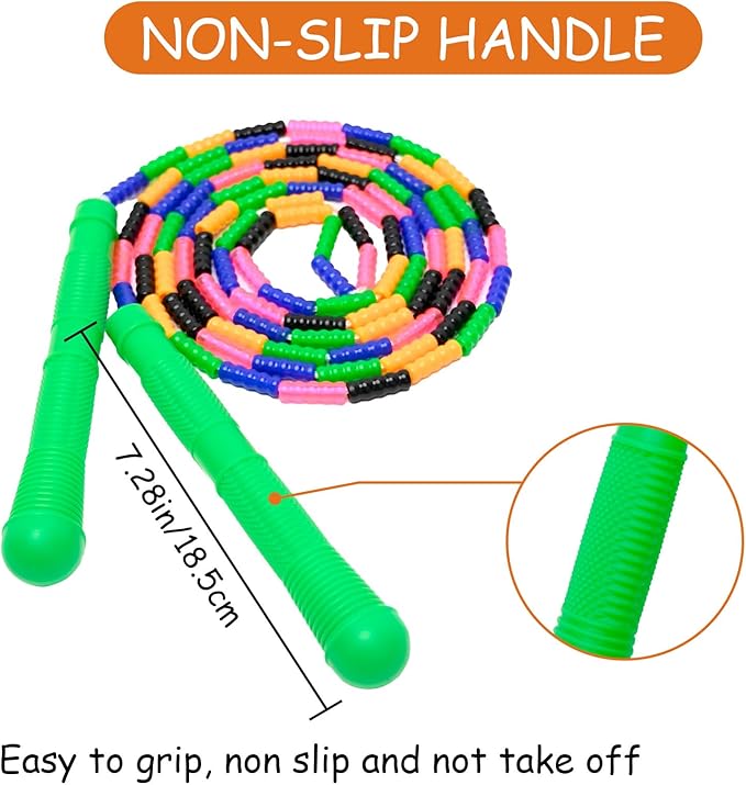 Beaded Jump Rope 1 Pack/2 Pack, ACEONE Segmented Skipping Rope for Kids Adults, Adjustable Tangle-Free Toddler Jumping Rope for Fitness Exercise Training