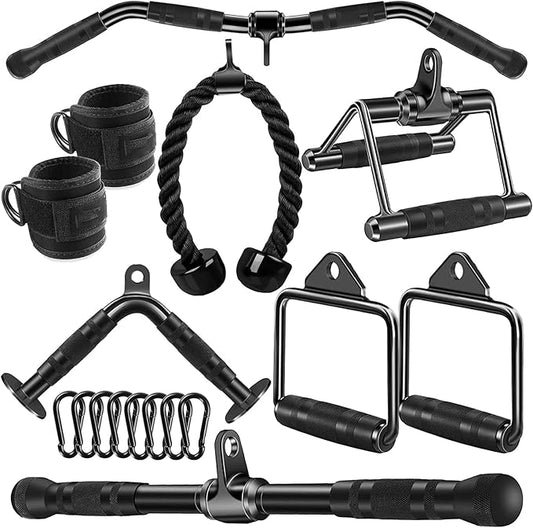 Cable Attachments for Gym, Cable Machine Attachment Set, LAT Pulldown Attachments, Cable Machine Accessories, Tricep Pull Down Attachment, Home Gym Accessories