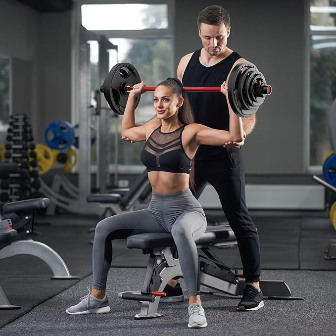 RitFit Barbell Weight Set - 4/6FT Olympic Barbell with Weight Plates (55-275LB Total) - Weightlifting Equipment for Squats, Curls, Deadlifts, Presses, Hip Thrusts