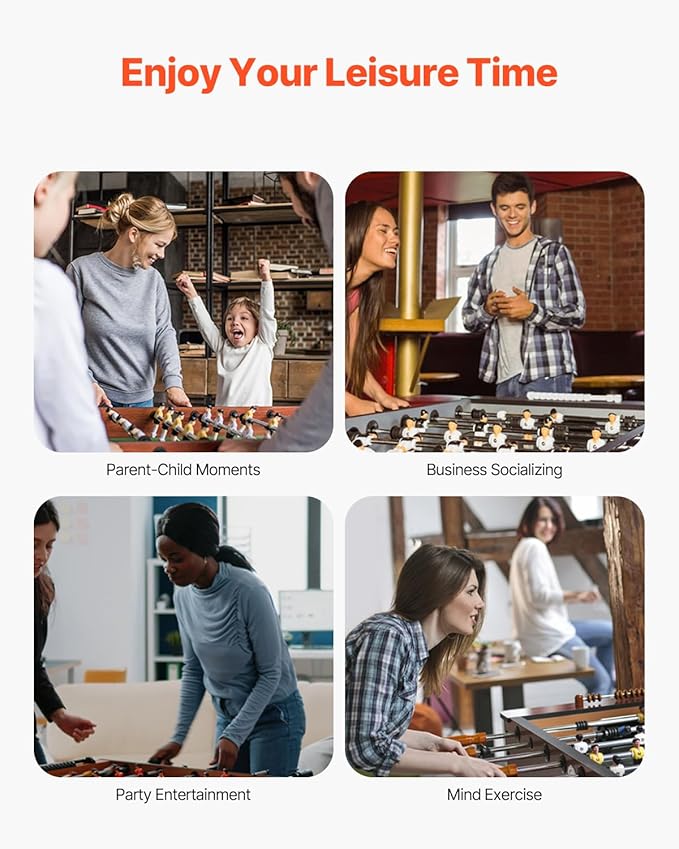 VEVOR Foosball Table 42/48/55 in Foosball Table Indoor Full Size Foosball Tables for Home, Family, and Game Room, Durable Soccer Set, Includes 2/4 Balls, Score Keeper, and 2 Cup Holders