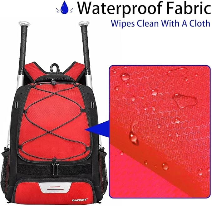 Baseball Bag Softball Backpack - Youth Adult T Ball Bat Equipment Bag with Bat Helmet Holders, Shoe Compartment