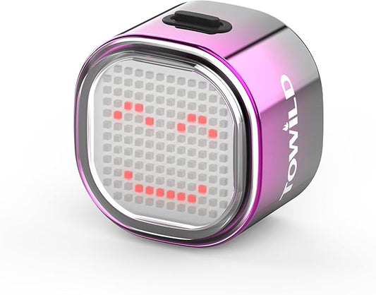 TOWILD TL08 Bike Tail Light, Customized Patterns Full-Color Bike Rear Light, Brake Sensing, USB-C Rechargeable, IPX6 Waterproof