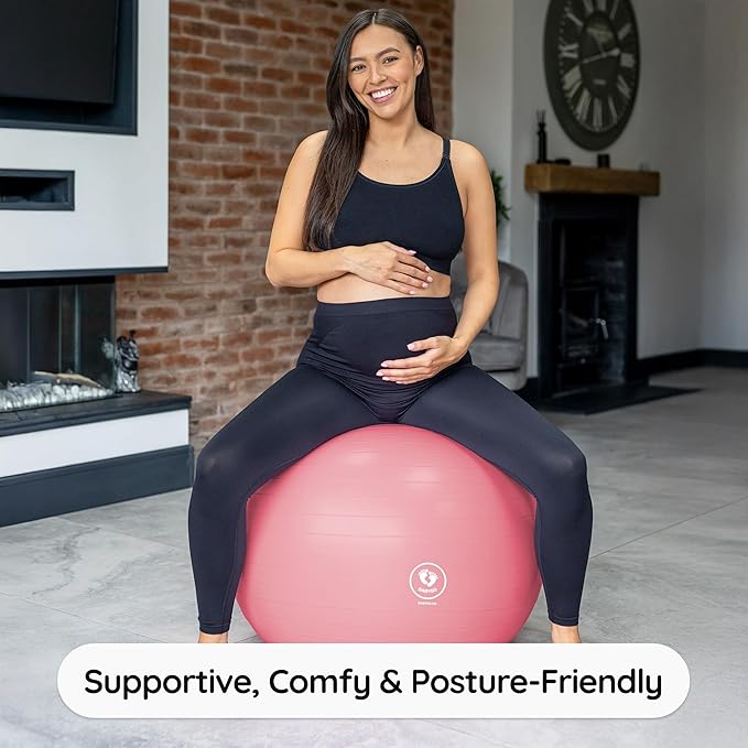 BABYGO Birthing Ball - Pregnancy Yoga Labor & Exercise Ball & Book Set Trimester Targeting, Maternity Physio, Birth & Recovery Plan Included Anti Burst Eco Friendly
