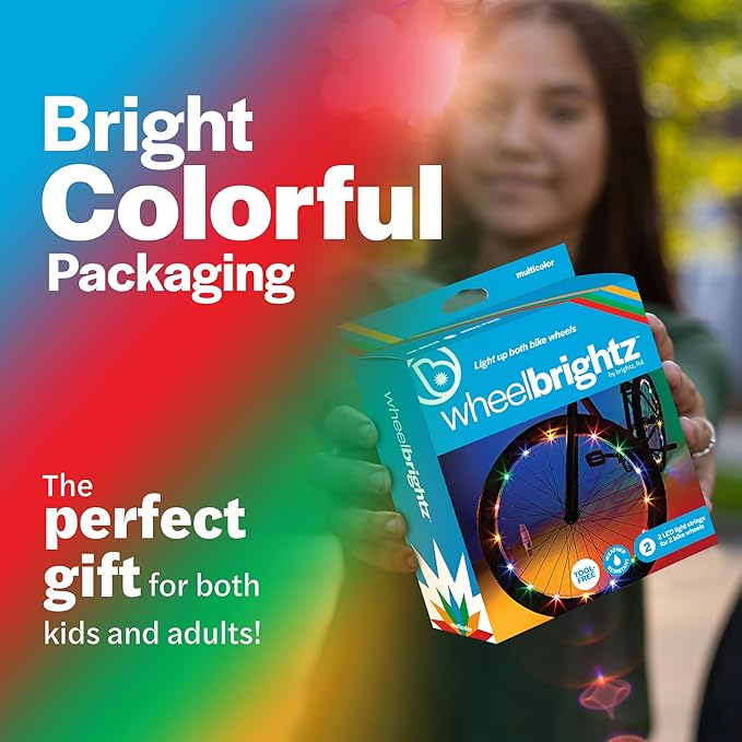 Brightz WheelBrightz LED Bike Wheel Lights - 2025 Edition with Superior Straps & LED-Weatherproof Shield! 14 Colors - Unmatched Durability, Visibility & 48+ Hours of Dazzling Illumination