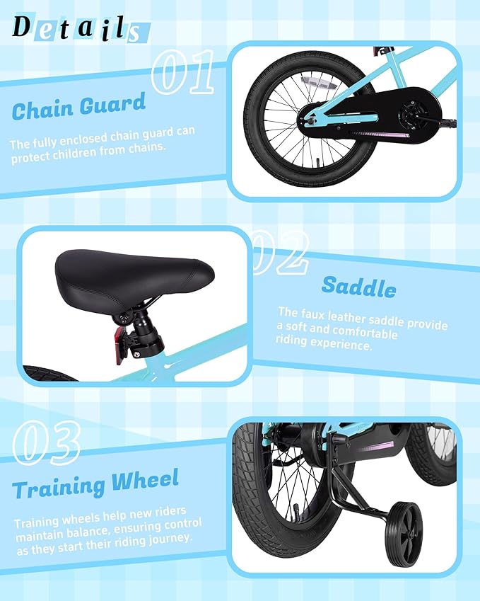 BMX Style Kids Bike for 2-8 Years Old Boys Girls Toddlers 12 14 16 Inches Bicycle with Training Wheels Coaster Brake, Multiple Color