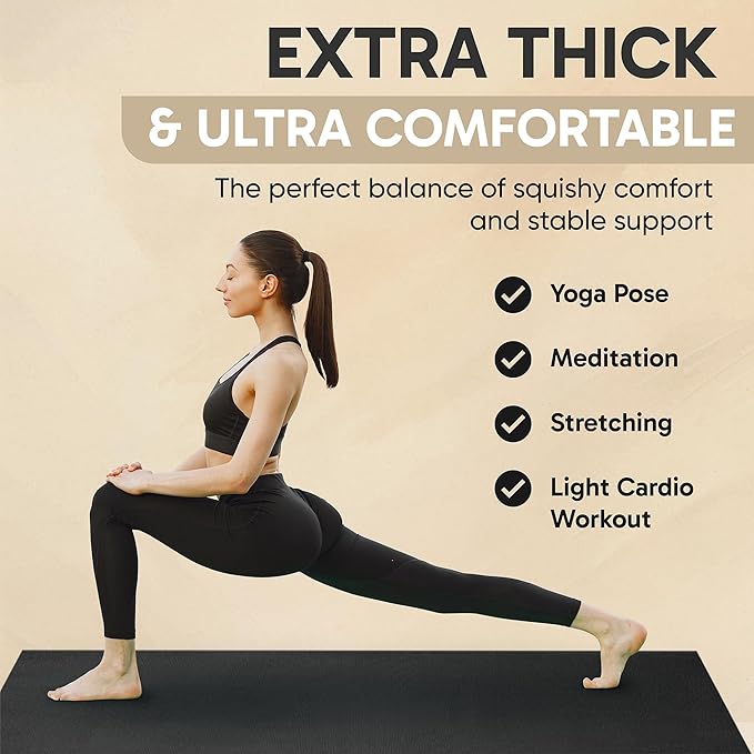 Gorilla Mats Premium Large Yoga Mat – 7' x 5' x 8mm Extra Thick & Ultra Comfortable, Non-Slip Barefoot Exercise Mat – Works Great on Any Floor for Stretching, Cardio or Home Workouts