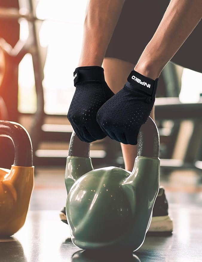 Workout Gloves for Men and Women, Half-Finger Gym Gloves, Shock-Absorbing, Anti-Slip & Breathable Exercise Gloves, Black