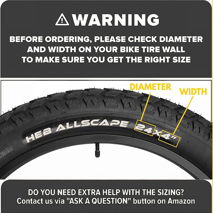 Allscape 24x4.0 Fat Tire E-Bike Tires – Heavy Duty 24 Inch Bike Tires for Electric Bikes & Mountain Bikes, All-Terrain Grip, Puncture Resistance, Trail Ready – 2 Pack – USA Customer Support