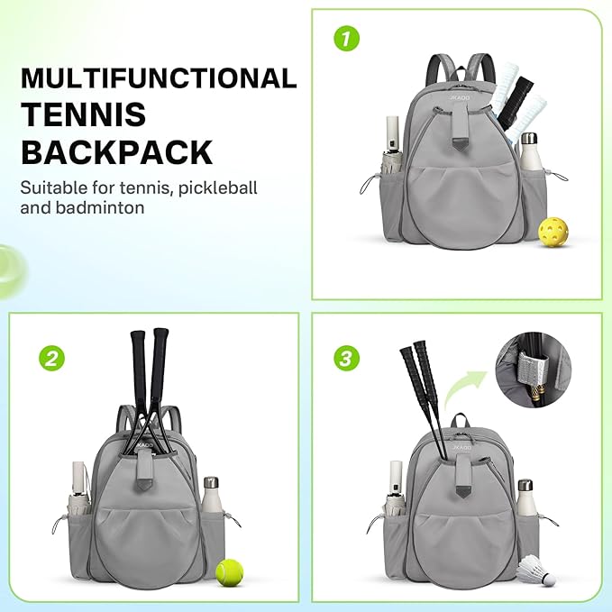 Tennis Bags for Women, Waterproof Tennis Sling Crossbody Shoulder Backpack Holds 2 Rackets, Tennis Racket Bag for Pickleball Badminton