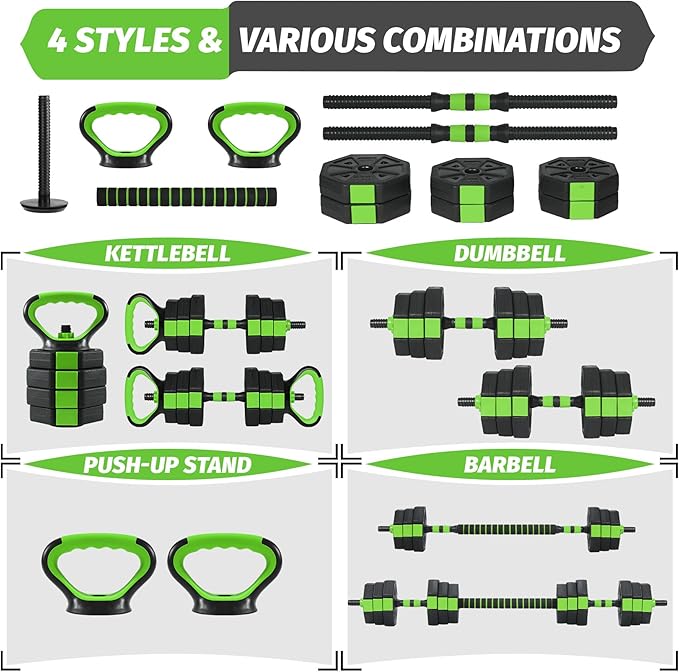 3-In-1 Octagonal Adjustable Dumbbell Set, 44/88LBSFree Weights Dumbbells with Anti-Slip Handle for Men & Women, Versatile Dumbbells Set of 2 with Connector, Perfect for Home Gym