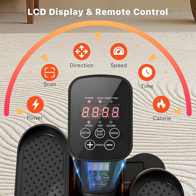 Under Desk Elliptical Machine,Electric Ellipse Leg Exerciser as See on TV with Remote Control,12 Level Speeds Seated Pedal Exerciser for Seniors Adults, Manual & Auto Mode