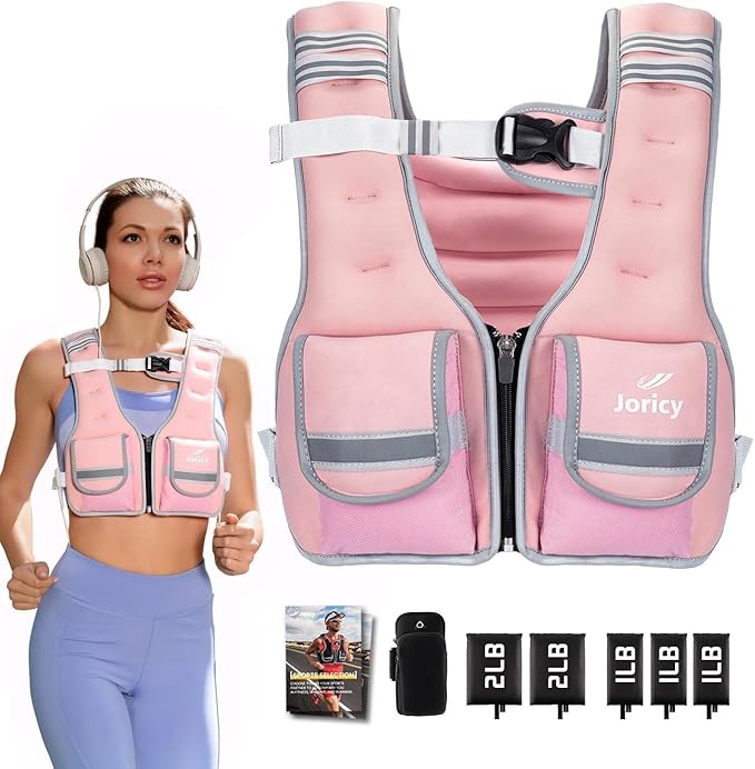 Weighted Vest Woman Men 5-12lb/9-16lb/17-24lb/23-30lb Body Weight Vest with 5 Adjustable Weights Weighted Vests with Zipper Women Rucking Vests for Walking Running Strength Training Workout