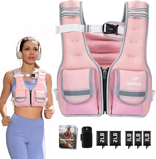 Weighted Vest Woman Men 5-12lb/9-16lb/17-24lb/23-30lb Body Weight Vest with 5 Adjustable Weights Weighted Vests with Zipper Women Rucking Vests for Walking Running Strength Training Workout