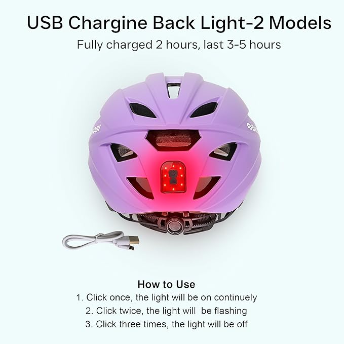 Bike Helmet Adult Urban:Bicycle Helmet for Men Women with USB Charge Detachable Taillight Helmets for Commuter Cycling Scooters
