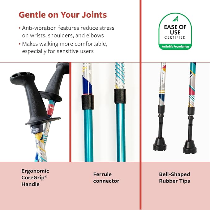 Urban Poling ACTIVATOR® MODA – 1 Pair – for Improved Balance, Greater Weight-Bearing and Rehabilitation with Sand/Snow & Trekking Baskets for multi-season & terrain usage – 784 Ease of Use Certified