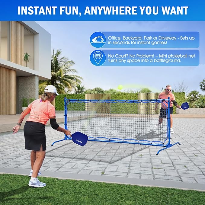 Pickleball Practice Rebounder Net for Dink Volley Solo Training Equipment, 7.9FT or 6FT 2in1 Mini Pickleball Net Portable Trainer for Outdoor Driveway Backyard Indoor Garage, Easy Setup & Storage