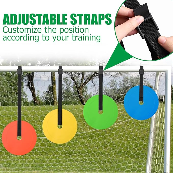 TOBWOLF 4PCS Soccer Goal Target, Soccer Goal Shooting Targets with Adjustable Extra-Long Strips, Targets for Goals Training Enhance Agility Speed for Lacrosse, Hockey, Baseball, Football