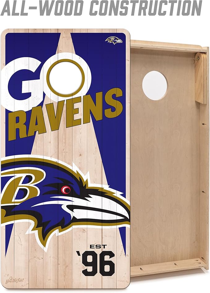 YouTheFan NFL 2’ x 4’ Professional Wood Cornhole Game