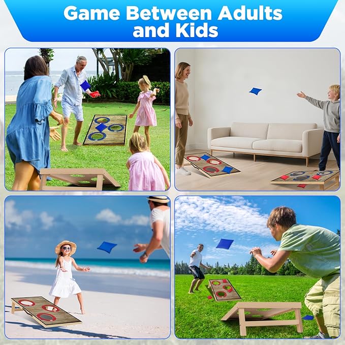 Portable Cornhole Board Set with Bean Bags,Choose 3 * 2 ft or 2 * 1 ft Cornhole Boards for Adults Kids Cornhole Games for Indoor and Outdoor Party Camping Equipment