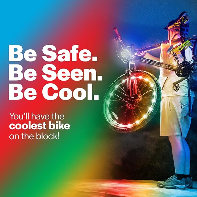 Brightz WheelBrightz LED Bike Wheel Lights - 2025 Edition with Superior Straps & LED-Weatherproof Shield! 14 Colors - Unmatched Durability, Visibility & 48+ Hours of Dazzling Illumination