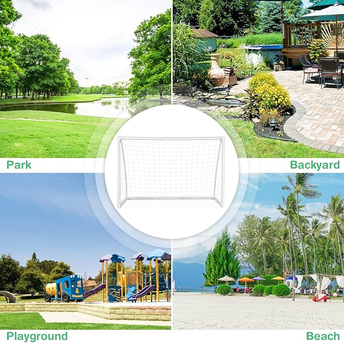 GYMAX Soccer Goal, Soccer Goals for Backyard with All Weather Net, Ground Stake & Zip Ties, Easy Assembly Folding Soccer Frame and Net for Kids School Club Training Practice