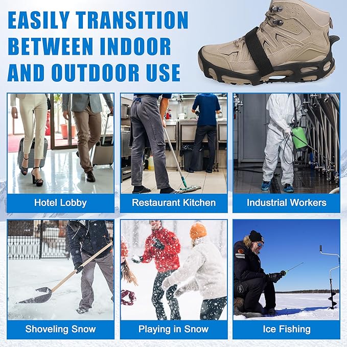 Spikeless Ice Cleats,Anti-Slip Snow Winter Traction Grips Crampoms for Slick Wet Surface Indoor Outdoor Use Ice Shoes Grippers Rubber Tread Overshoes