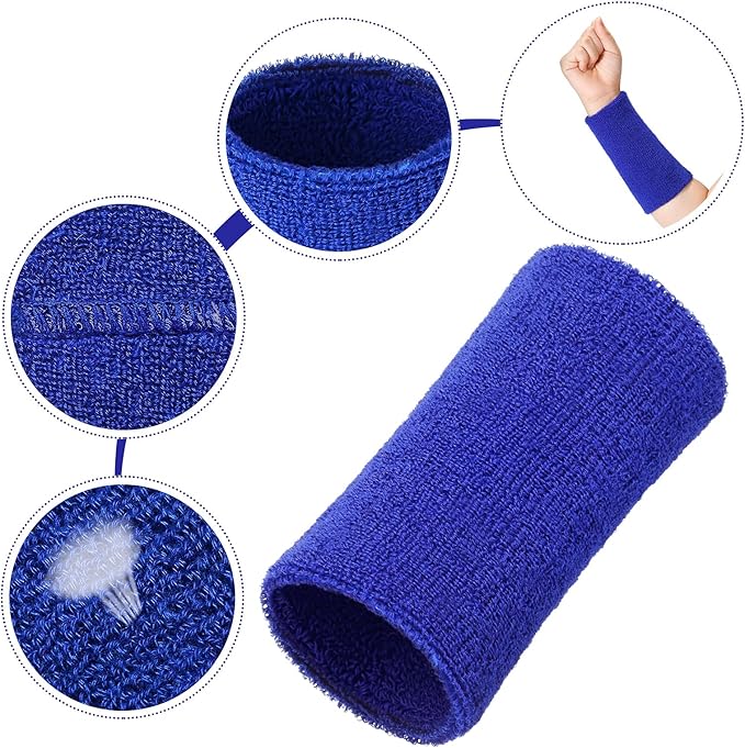 WILLBOND 6 Inch Wrist Sweat Bands for Men Women Tennis Elastic Athletic Long Sweatband Wrist Absorbent for Basketball Tennis Running Outdoor Activity
