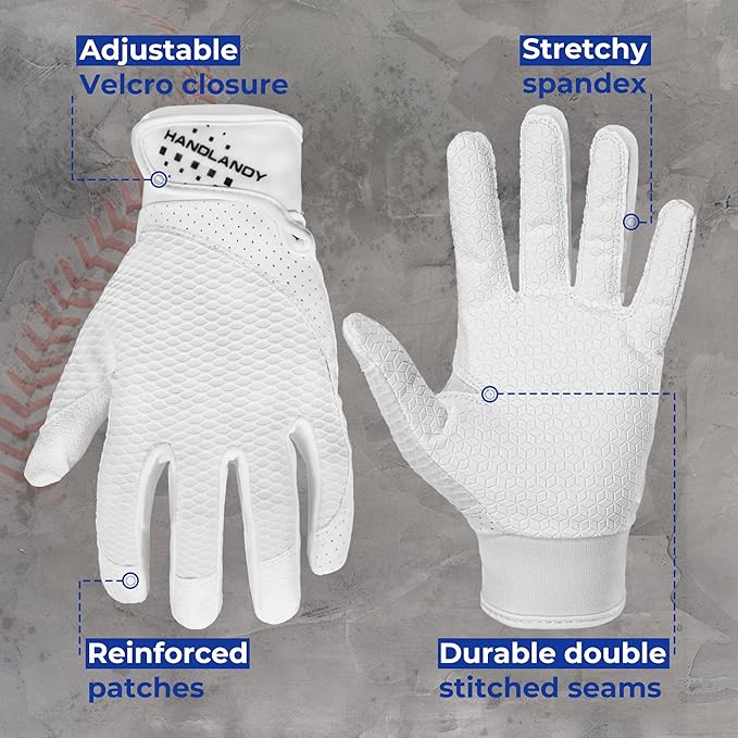 HANDLANDY Baseball Batting Gloves for Adult Youth, Grip Breathable Softball Batting Gloves Fit Men Kids Boys Girls