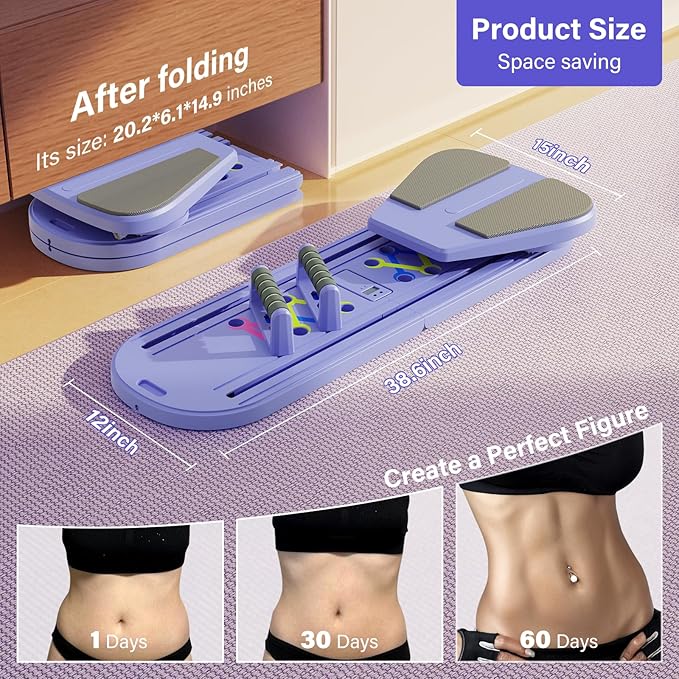 Pilates Board,Foldable Pilates Reformer Sets with Timer,Multifunctional Abdominal Pilates Board for Home Workout Equipment,Portable Ab Board Trainer Pilates Exercise Machine, Pilates Board for Women