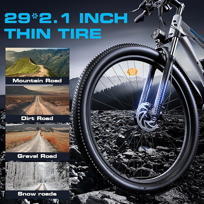 Electric Bike for Adults with Peak 1500W, 80Miles 32MPH Commuting Electric Mountain Bike, 48V 17.5Ah Removable Battery 21-Speed Disc Brakes, 29" Tires and Front Suspension