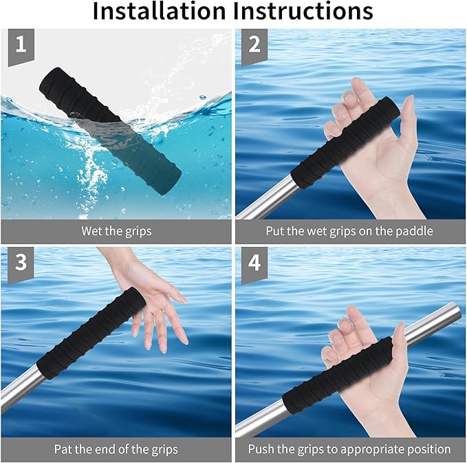 Kayak Paddle Grips, No-Slip Silicone Grips, Blister Prevention, Kayaking Accessories for Take-Apart Paddle (Diameter 1.18 Inches)