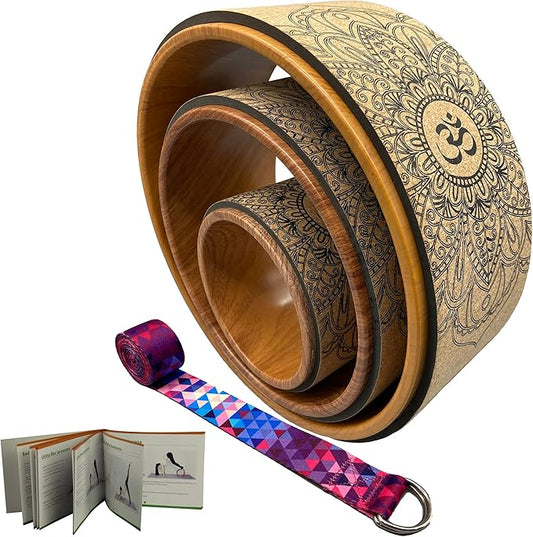 Aozora Yoga Wheel 13" with Most Detailed Book Step by Step Guide on How to Do 30+ Poses,! Perfect for Stretching and Improving Backbends