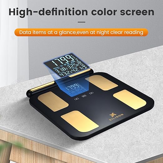 EILISON Smart Scale for Body Weight: 8-Electrode Precision Digital Bathroom Scale for Fat BMI 32 Muscle Body Composition Analyzer, Highly Accurate Weighing Machine, 400lbs (8 Electrode Black)