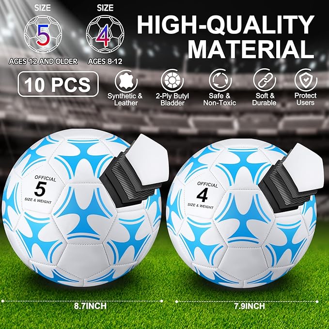 Libima 13 Pcs Soccer Ball Bulk 10 Pcs Official Soccer Ball with 2 Pump and Carry Bag Indoor Outdoor Training Game Sport Gift for Youth Adult Back to School