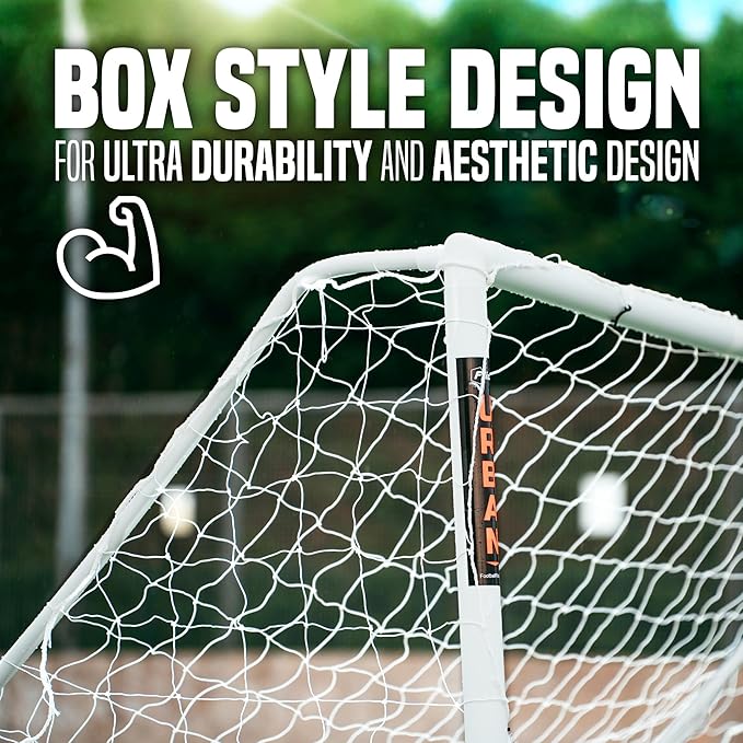 Flick Ultimate All Weather uPVC Soccer Goal with UV treated 70mm thick posts, integrated locking system, and strengthened corners 12x6