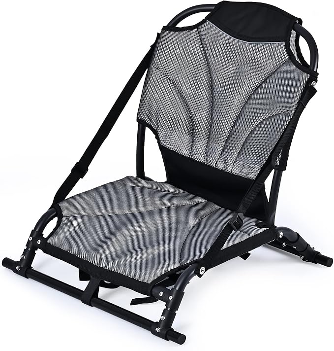 Kayak Seats with Back Support, Aluminum Alloy Folding Kayak Seat, Breathable Textile Mesh Fabric Material, Adjustable Universal Paddle Board Seat for Fishing, Inflatable Kayaks, Sup, Canoe