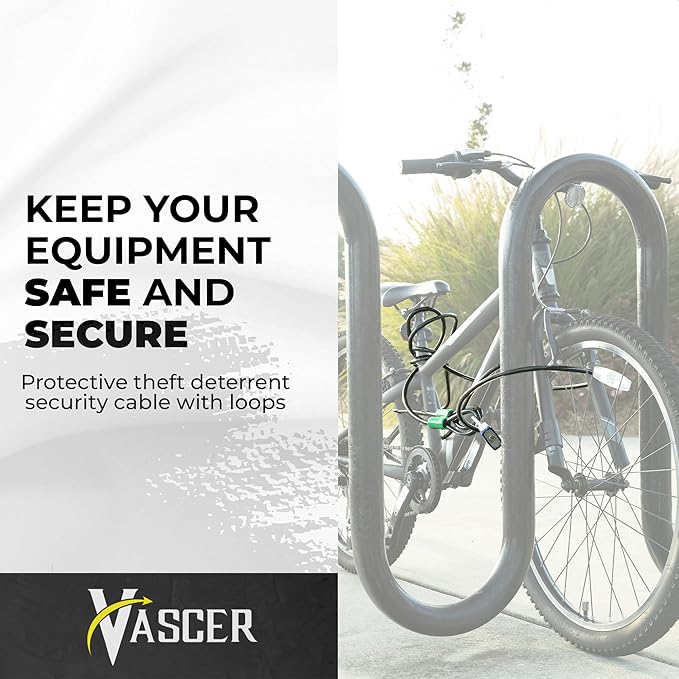 Heavy Duty Security Cable with Loops - 30 Feet (3/8") Bike Cable Lock Cut Resistant with Braided Steel and Vinyl Coating -Security Chain Lock for Bicycle, Boat, Ladder, Gate, Mower & Equipment