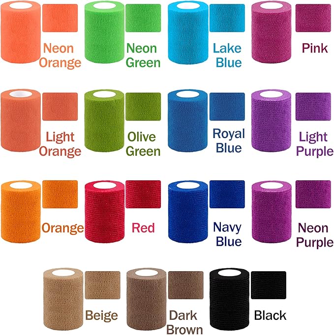 BQTQ 30 Rolls Self Adherent Wrap 3 Inch Self Adhesive Bandages Wrap Tape Stretch Bandage Self Stick Bandage Wraps for Wrist Ankle Swelling Sprains(15 Colors)