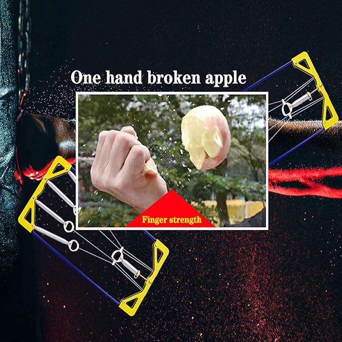 Finger Exerciser & Hand Strengthener Expert Grip Strength Training for Athletes, Musicians & Physical Therapy (Metal Blue + Yellow Cover)