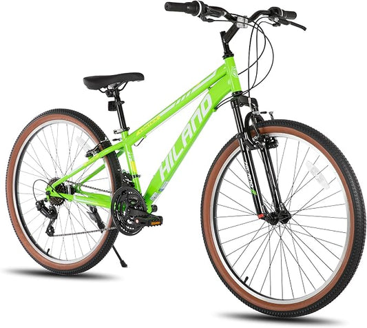 HILAND 26 Inch Mountain Bike for Mens and Womens, 21 Speeds Mountain Bicycle, High-Tensile Steel Frame, V Brake, Hardtail MTB for Adults