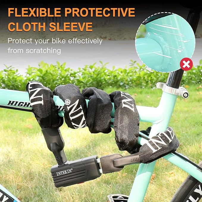 Bike Chain Lock 3FT/4FT/5FT Heavy Duty Bike Lock Anti-Theft Bicycle Chain Lock 8mm/10mm Thicker Bicycle Lock Chain Bike Lock with 3 Keys for Bike, Motorcycle