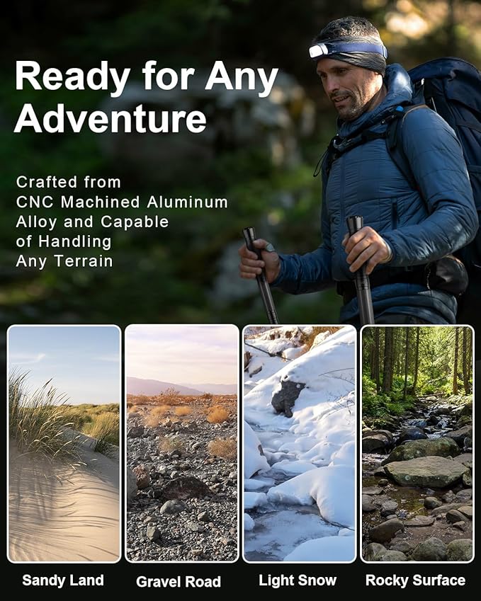 aiGear 5/6/7/8 Tube Adjustable Walking Hiking Stick, Upgraded Adjustable Hiking Staff with Outdoor Gear Trekking Poles for Outdoor Adventures