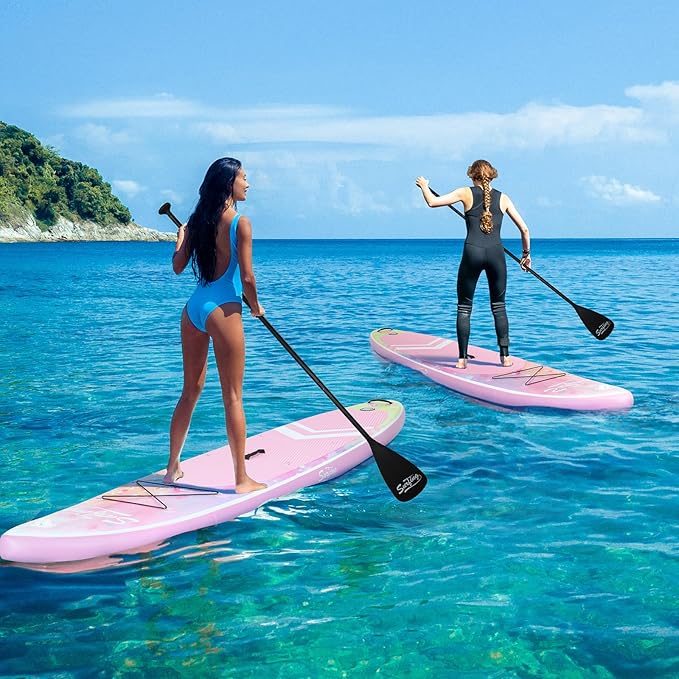 YUSING Inflatable Stand Up Paddle Board with Kayak Seat, Non-Slip Deck SUP Paddle Board with Premium Kayak, Portable Standing Boat for Youth & Adult